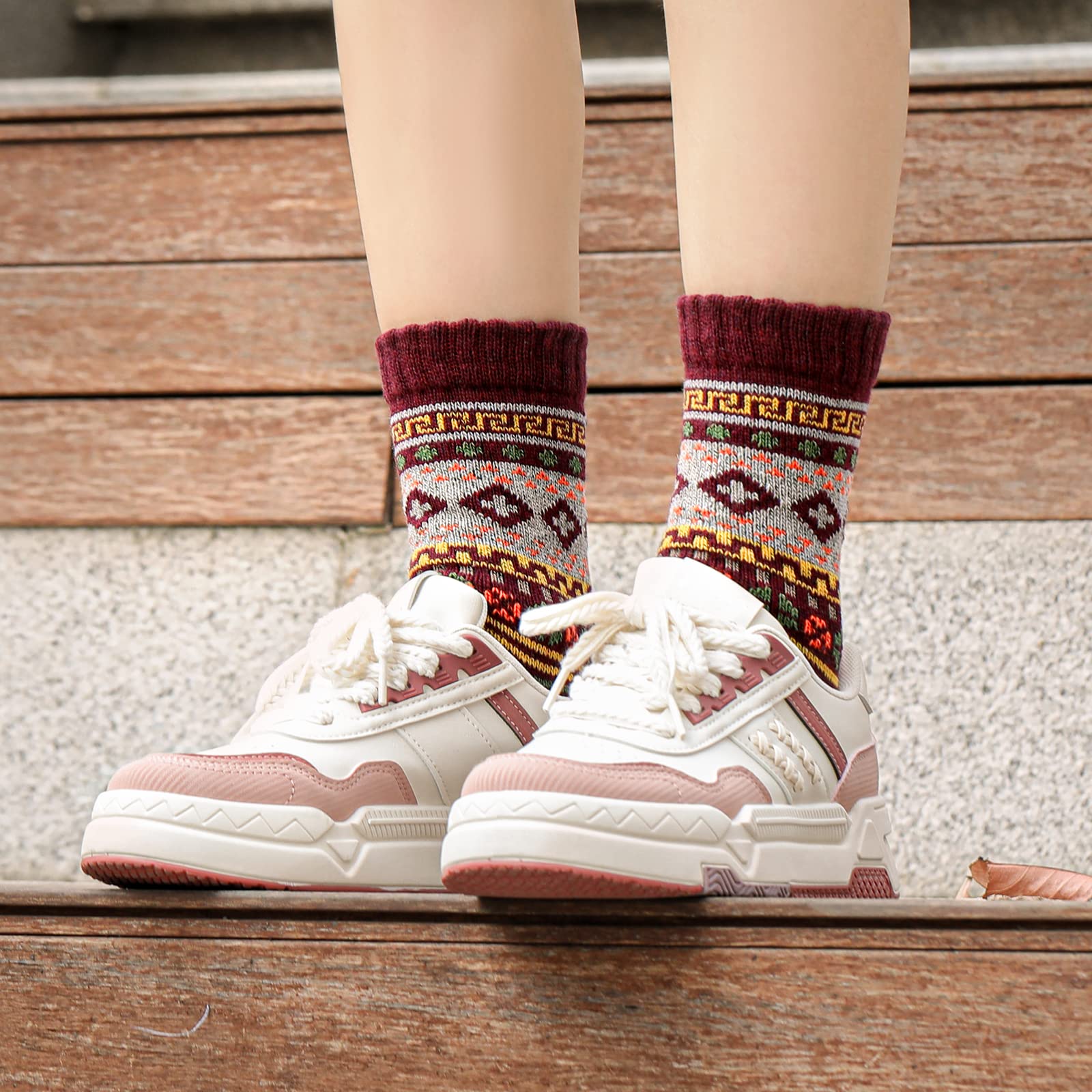 Soft Cozy Wool Socks for Women & Men - 5 Pairs Warm Knit Winter Socks | Perfect for Cold Weather, Hiking & Home Comfort