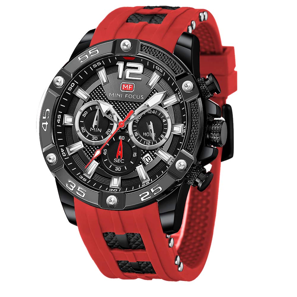 Stylish Mini Focus Men's Watches - Waterproof Chronograph with Luminous Dial & Calendar - 24-Hour Display - Silicone Band Casual Wristwatch for Everyday Wear | Perfect for Office, Dating & Outdoor Activities
