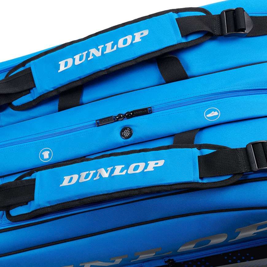 Dunlop FX Performance 12 Pack Tennis Racquet Bag - Black/Blue - Premium Tennis Gear for Players & Coaches - Perfect for Tournaments, Practice & Travel