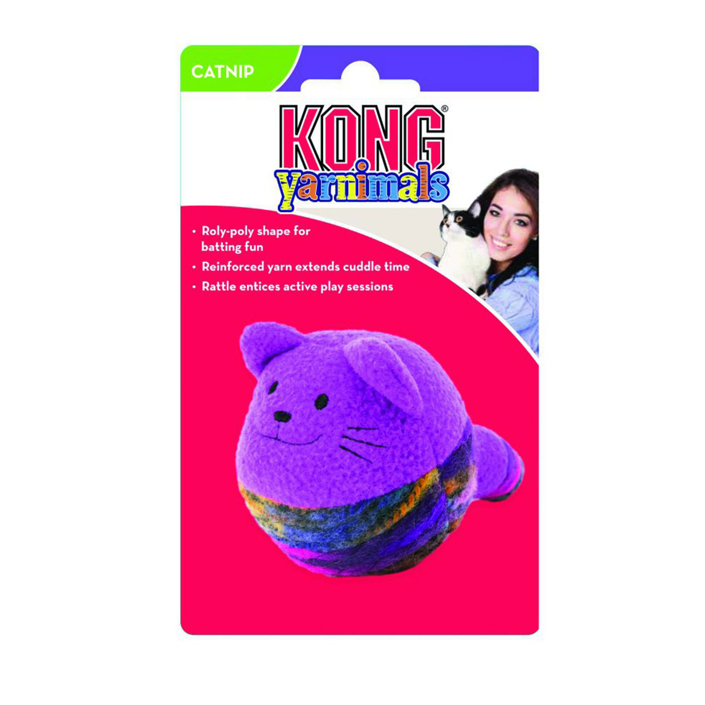 KONG Catnip Yarnimals Ball - Interactive Cat Toy with Organic Catnip for Indoor Play, Exercise & Stress Relief - Perfect for Kittens & Adult Cats (Colors May Vary)