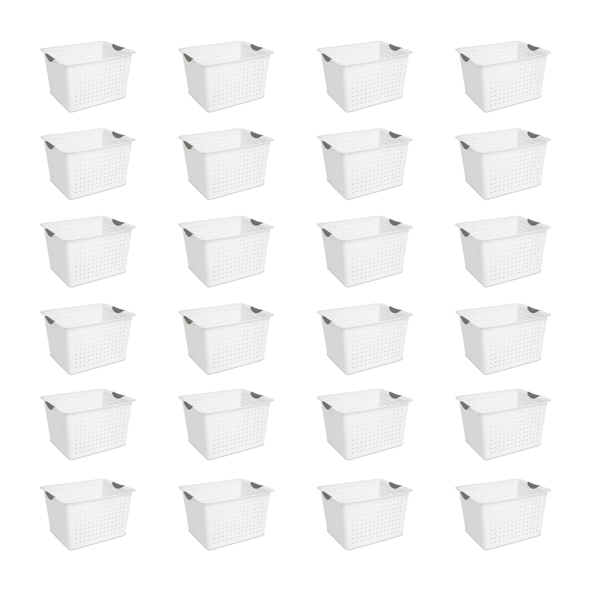 Sterilite 24-Pack White Deep Ultra Basket - Plastic Storage Bins for Countertop, Cabinet & Closet Organization - Perfect for Home, Office & Bathroom Storage Solutions