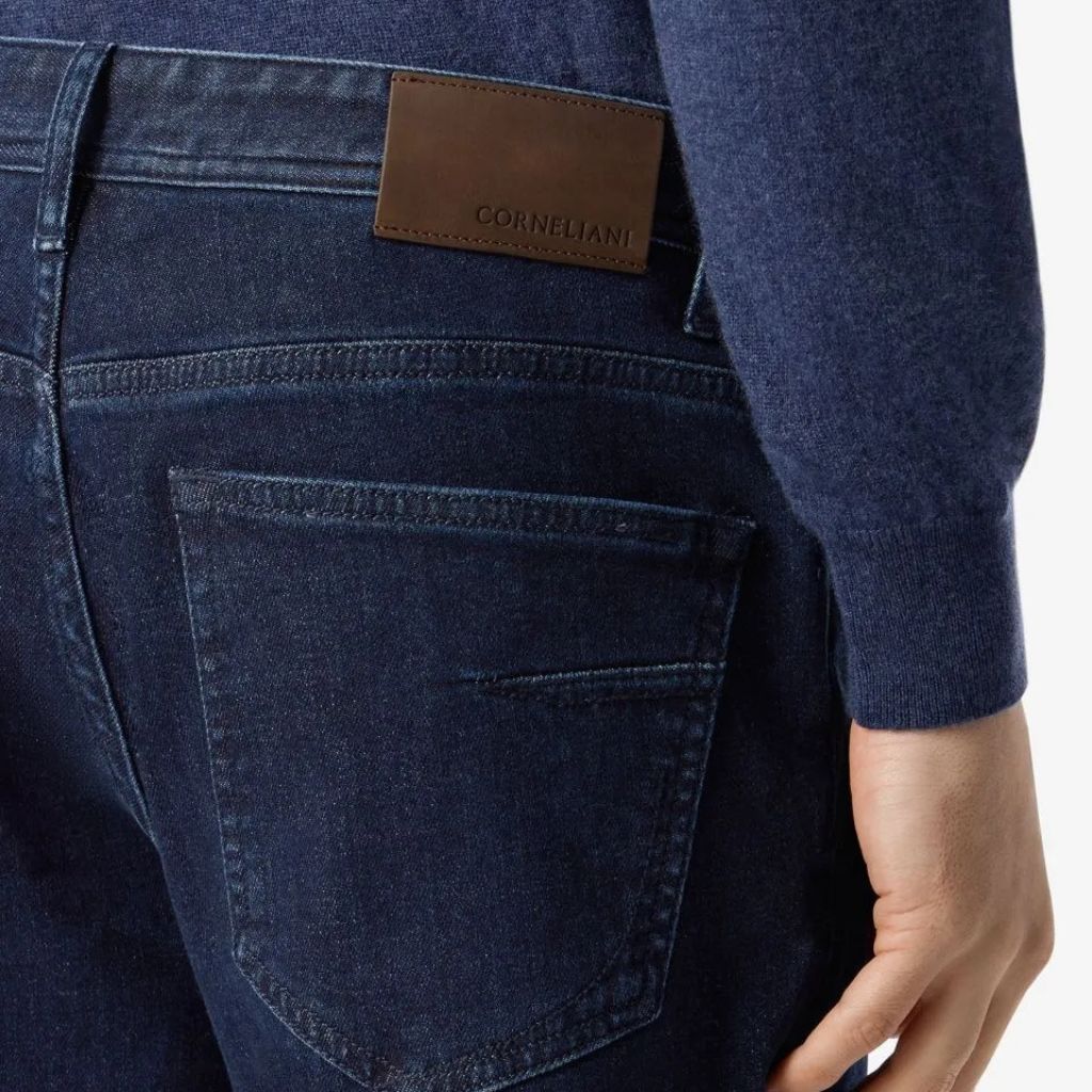 CORNELIANI Stretch Denim Jeans for Men - Dark Wash Slim Fit Comfortable Denim Pants | Perfect for Casual Wear, Office & Night Out