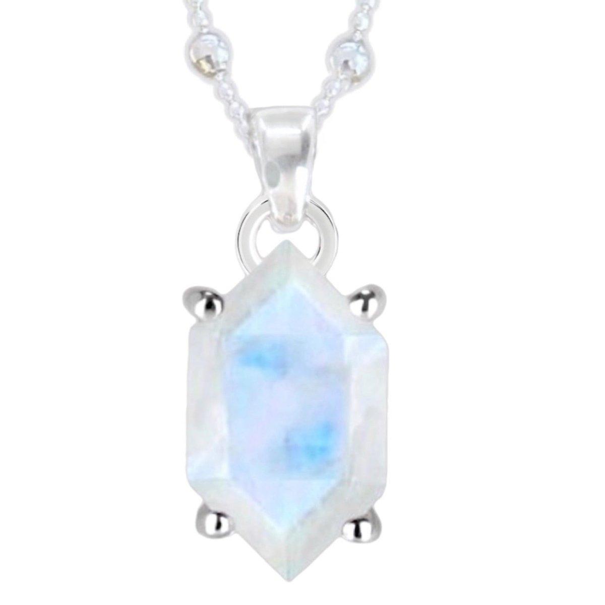 Hexagon Moonstone Necklace for Women - Healing Crystal Jewelry for Spiritual Balance & Positive Energy - Perfect for Meditation, Yoga & Everyday Wear