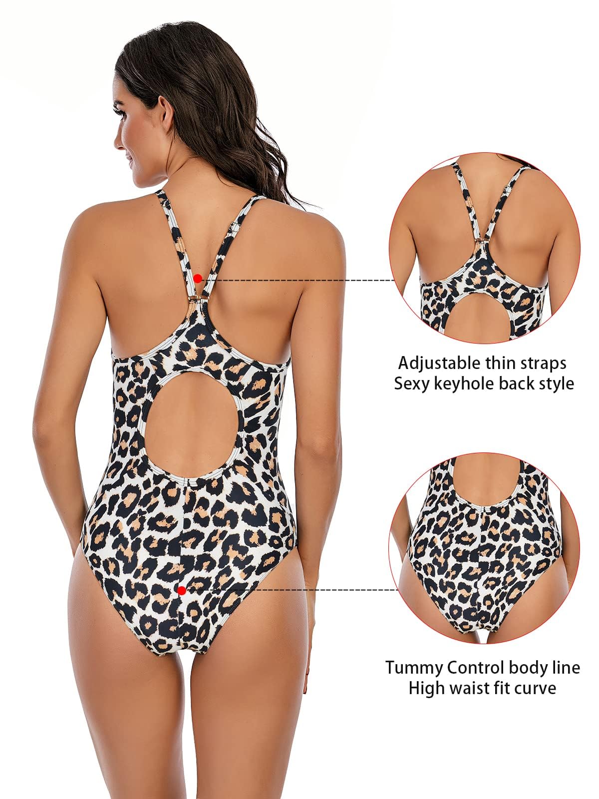 Century Star Women's One Piece Swimsuit - Leopard Print Bathing Suit for Teens & Juniors (Size 14-16) | Perfect for Beach Vacations, Pool Parties & Summer Getaways