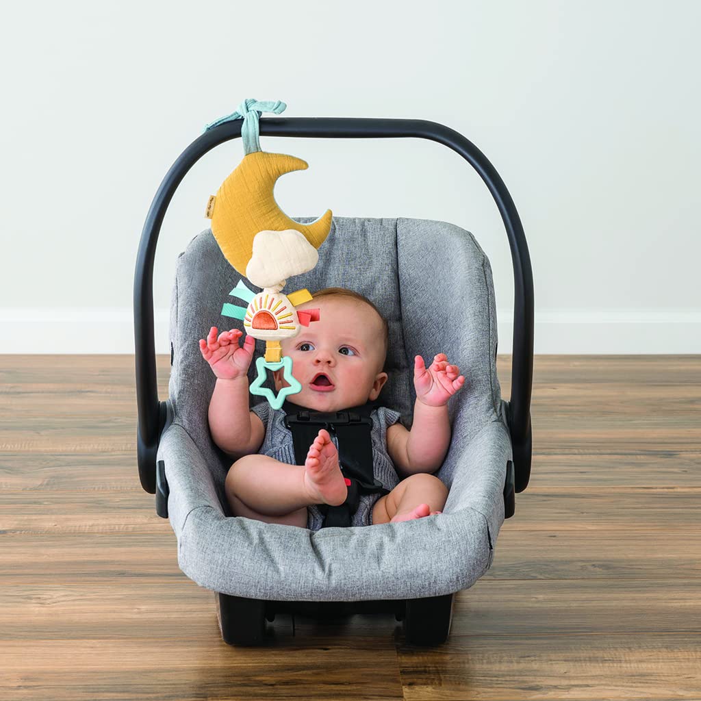 Itzy Ritzy Bitzy Notes Musical Pull-Down Toy for Babies 0+ Months - Soothing Melody Toy for Car Seat, Stroller & Play Gym - Moon Themed Infant Developmental Toy for Calming & Sensory Play