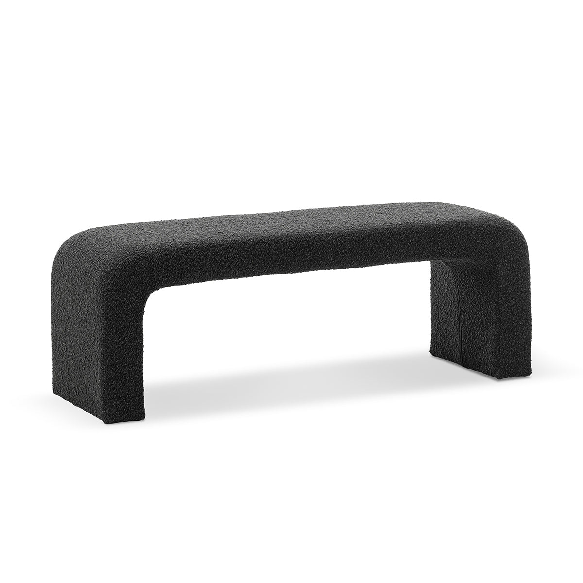 Camille Boucle Arch Bench - Modern Upholstered Accent Bench with Curved Design for Living Room, Bedroom, or Entryway
