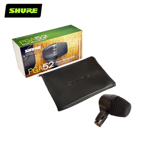 Shure PGA52 LC Cardioid Dynamic Kick Drum Microphone - Professional Bass Drum Mic for Live Performances & Studio Recording - Perfect for Drum Kits, Concerts, and Music Production