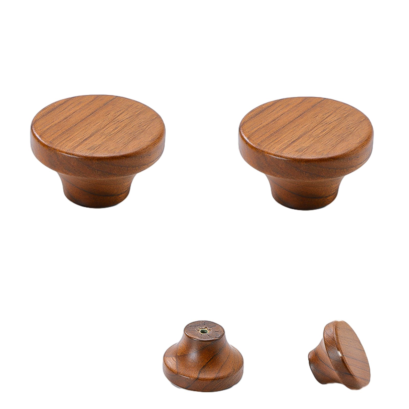 Wooden Cabinet Knobs and Drawer Pulls - 2 Pack Log Knob & Handle Set for Dresser, Wardrobe, Kitchen Cabinets - Natural Walnut Finish, 40mm Diameter - Perfect for Home Decor, Furniture Upgrade & DIY Projects