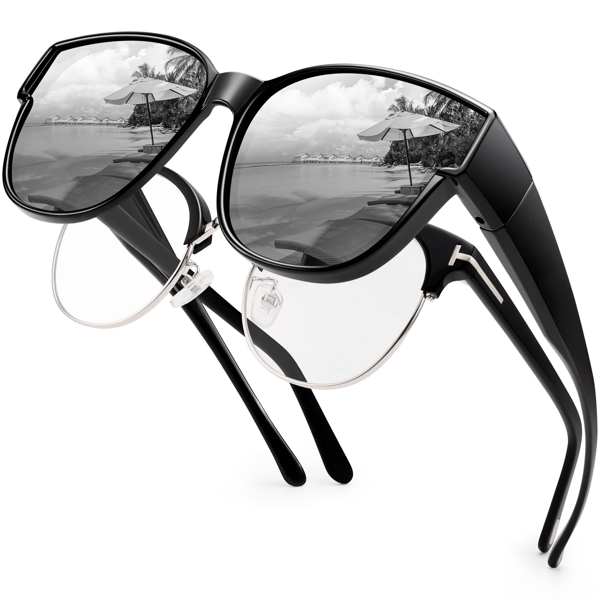 URUMQI Oversized Polarized Sunglasses for Women - Trendy Cat Eye Style with UV400 Protection & Extra Large Lenses - Perfect for Driving, Beach Vacations & Outdoor Activities