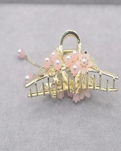 RUBELA Korean Style Hair Claw Clip - White Flower Tassel Hair Accessory for Wedding, Prom, Party & Special Occasions