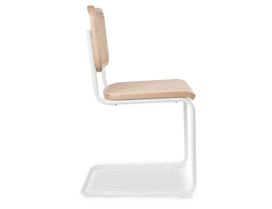 Calibre Chair - White Frame with Natural Cane Weave | Modern Wicker Dining Chair for Kitchen, Patio & Outdoor Use