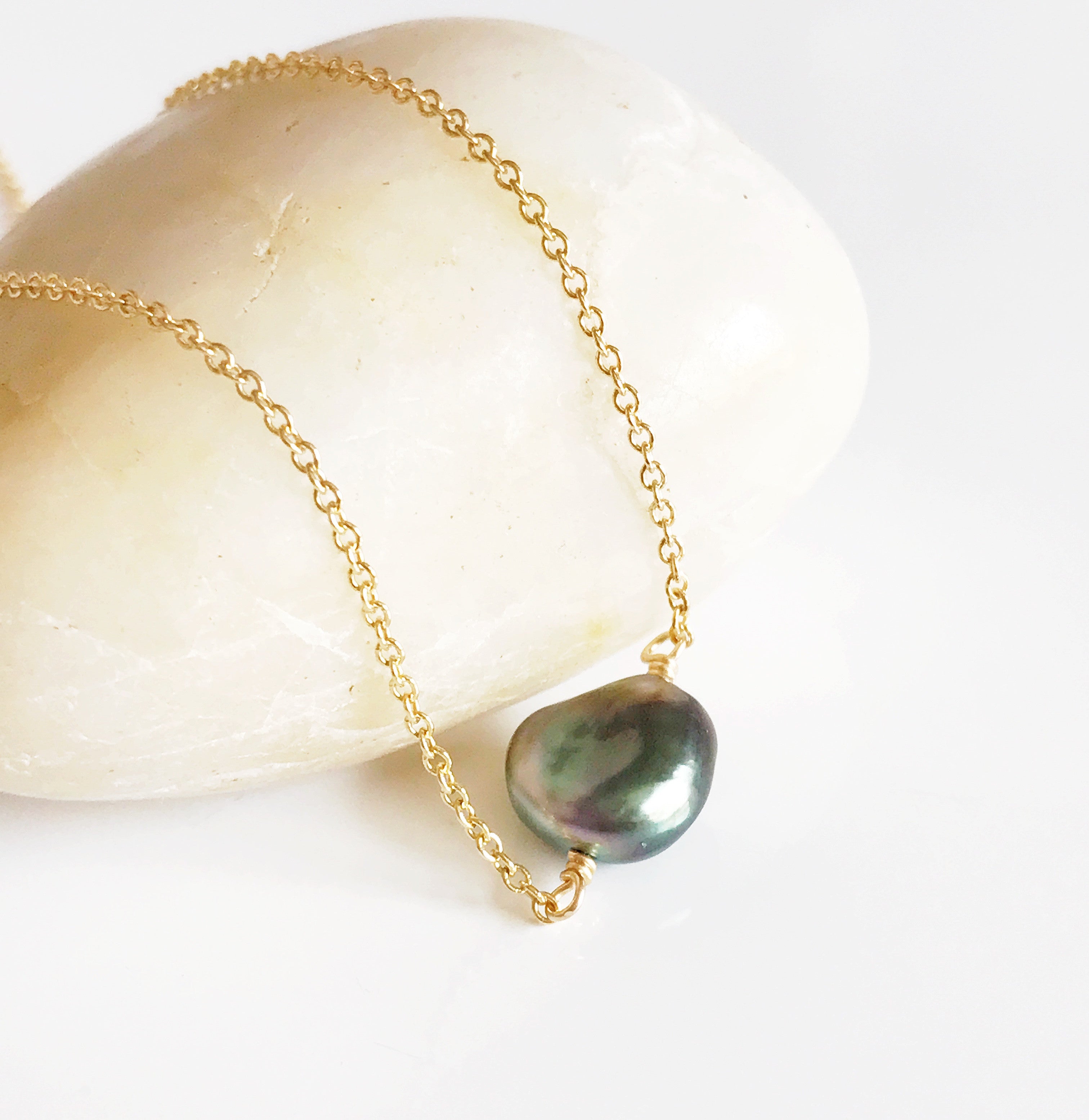 KEELY Tahitian Keshi Pearl Necklace (N255) - Elegant Handmade Jewelry for Women, Perfect for Weddings, Parties & Special Occasions