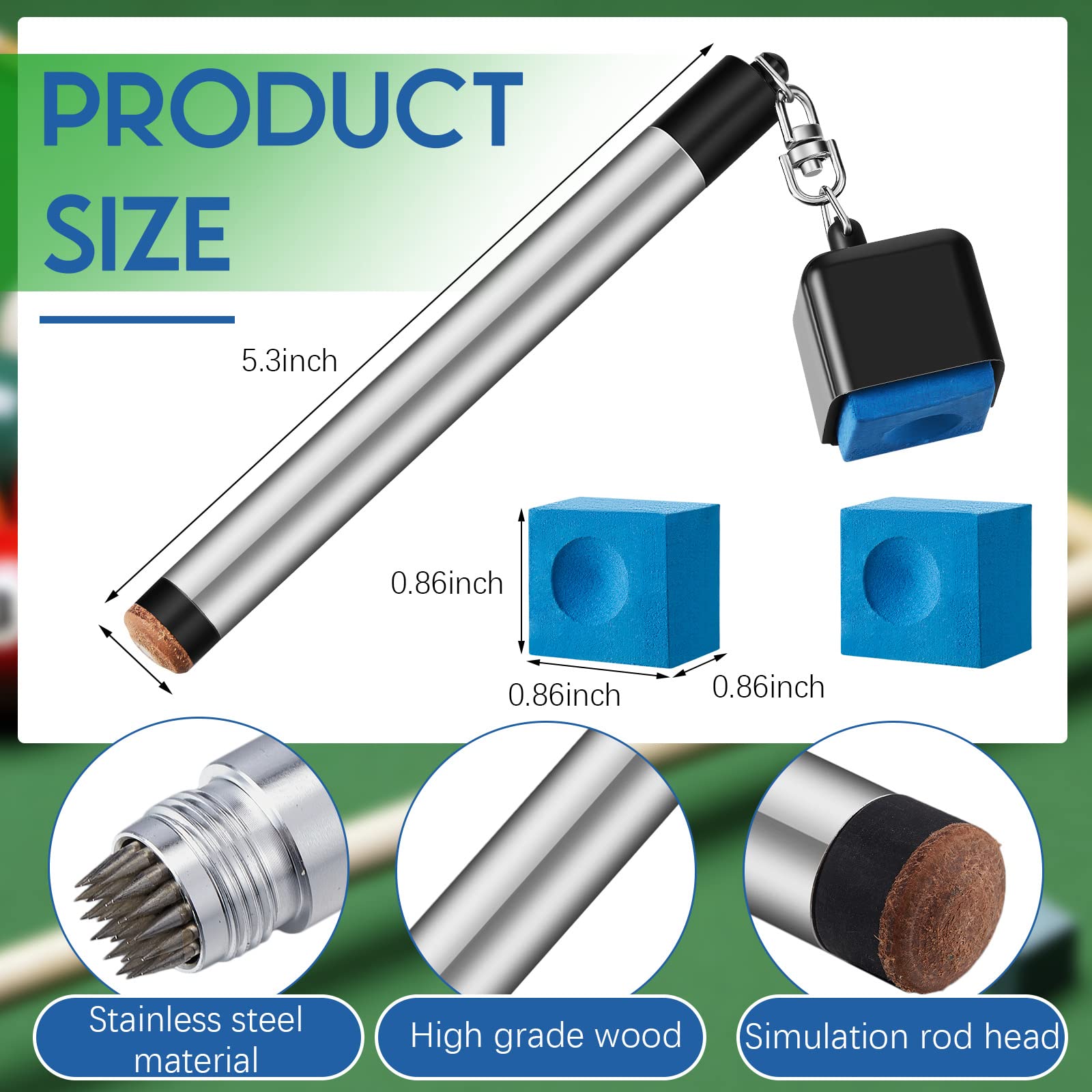 2 in 1 Pool Cue Chalk Holder & Billiard Tip Pricker - 2 Pack Non-Slip Snooker Accessories for Professional & Home Pool Tables - Perfect for Bars, Game Rooms & Tournament Play