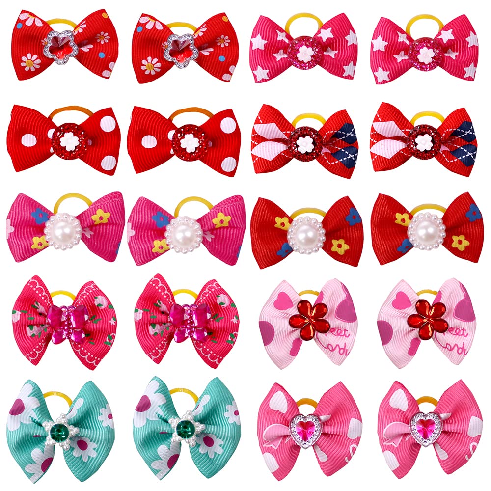 60pcs Dog Hair Bows - High Tenacity Rubber Band Puppy Grooming Accessories - 30 Beautiful Short Bows for Small Dogs - Perfect for Pet Grooming, Photo Shoots & Special Occasions