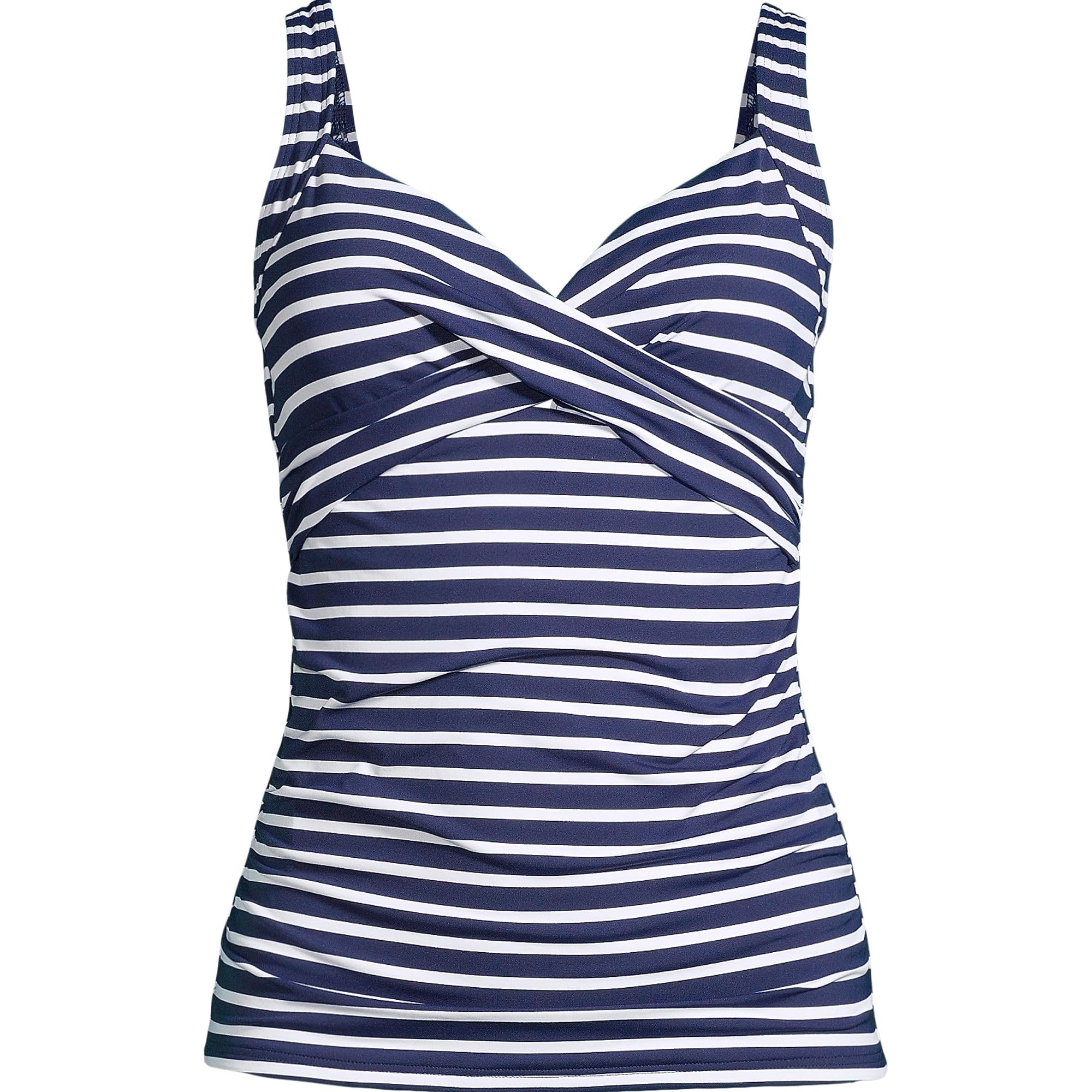 Lands' End Women's Wrap Underwire Tankini Top Swimsuit - Comfortable Swimwear for Beach, Pool & Vacation | Plus Size Options Available