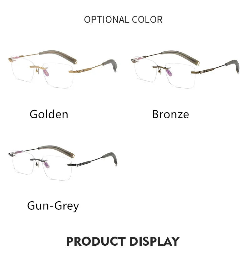 Aimee Unisex Rimless Polygon Square Titanium Eyeglasses 80814 - Lightweight Durable Frame for Men & Women - Perfect for Reading, Work & Fashion Accessories