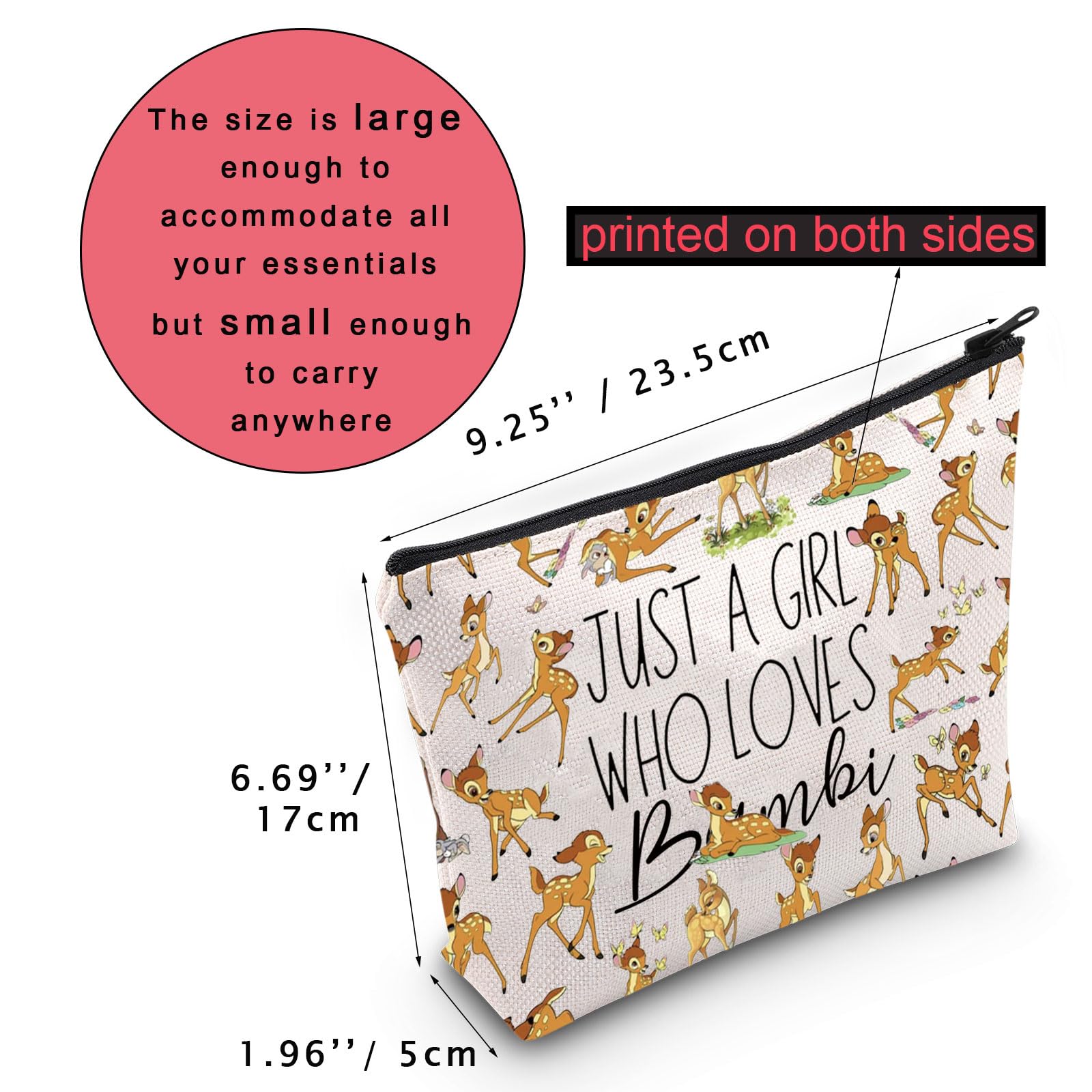 Deer Print Cosmetic Bag - Cute Animal Lover Makeup Pouch with Zipper Closure - Perfect Gift for Deer Enthusiasts & Movie Fans - Great for Travel, Daily Use & Cosmetics Storage