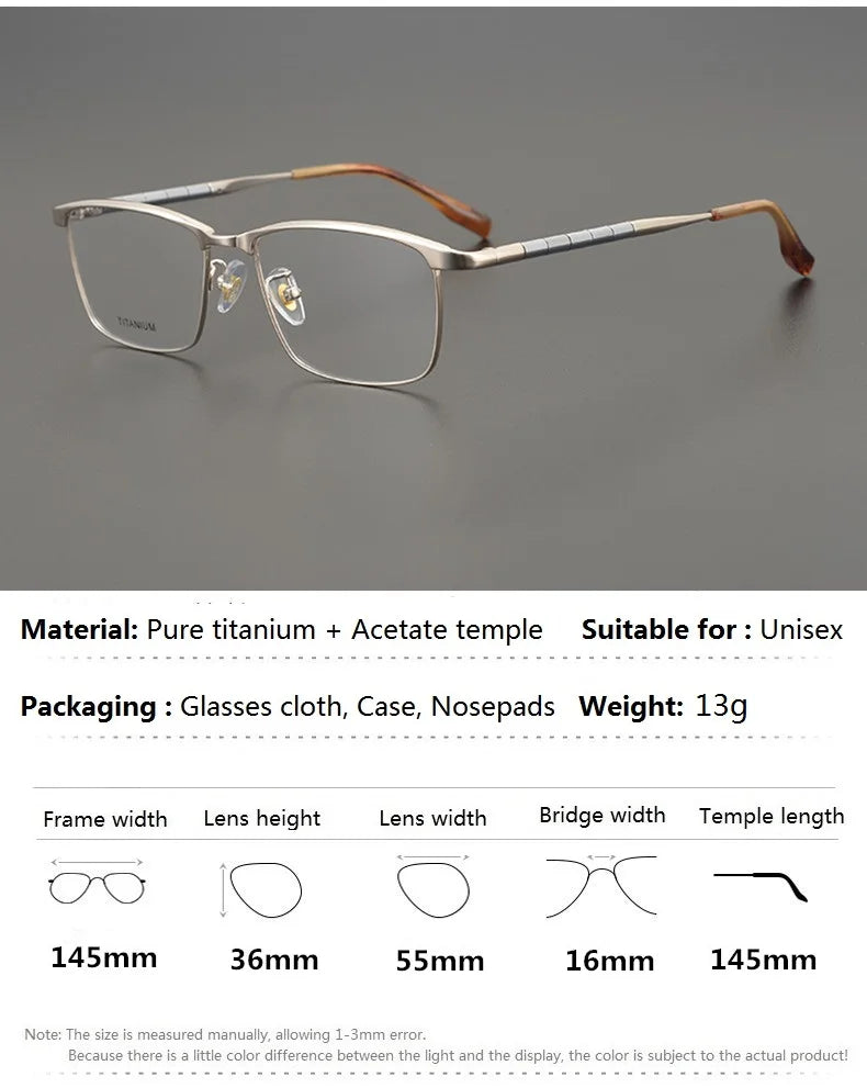 Aimee Unisex Full Rim Square Titanium Eyeglasses 6119 - Lightweight Durable Frame for Men & Women - Perfect for Reading, Work & Everyday Use