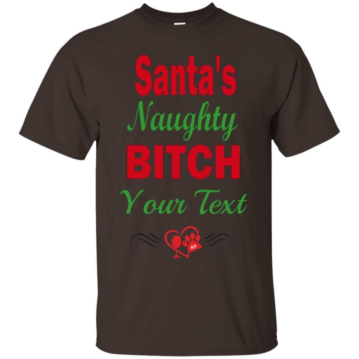 Santa's Naughty Bitch Personalized Cotton T-Shirt | Custom Funny Christmas Gift for Women | Party, Holiday & Festive Outfit
