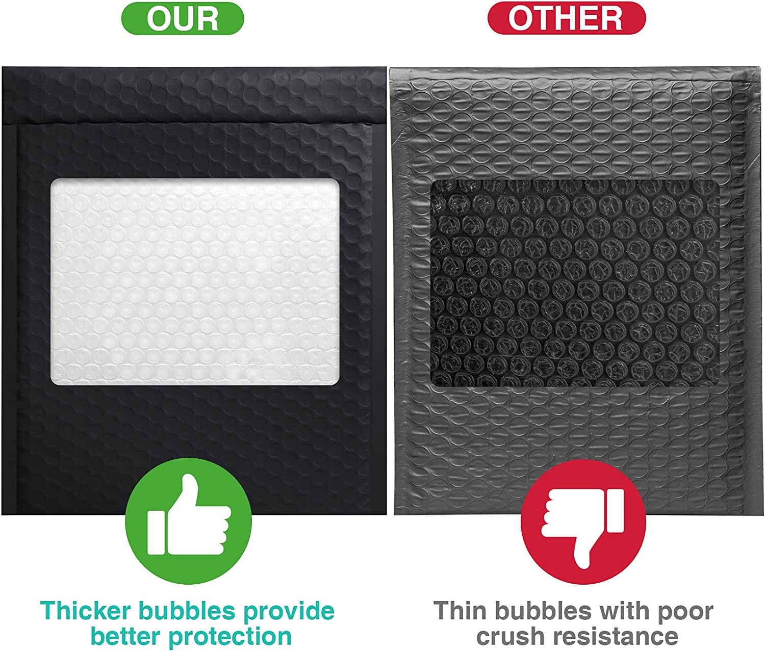 8.5x12 Inch Bubble Mailer Padded Envelope - Self-Sealing Black Shipping Envelopes for Ecommerce, Small Business & Online Sellers - Perfect for Shipping Jewelry, Books, Documents & Small Items