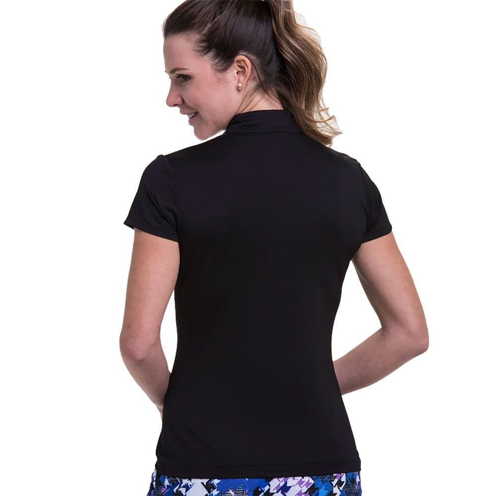 EP New York Women's Short Sleeve Mock Zip Golf Polo Shirt - Breathable Moisture-Wicking Performance Top for Golf, Tennis & Casual Wear