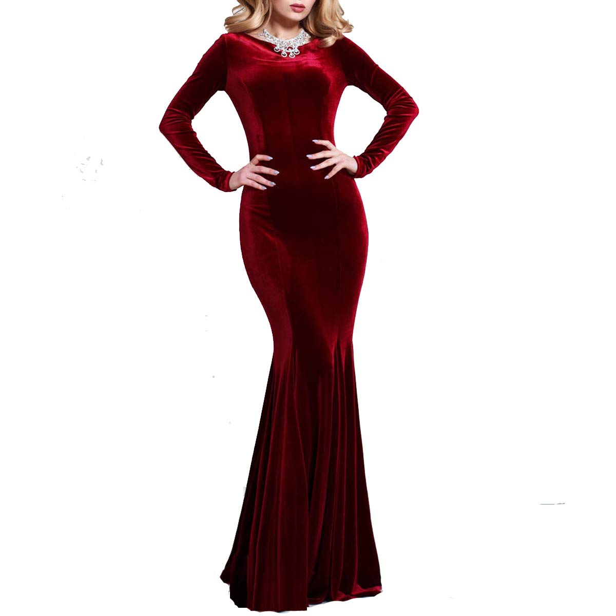 Elegant Women's Velvet Mermaid Prom Dress - Long Evening Party Gown PD012 | Perfect for Homecoming, Formal Dances & Special Occasions