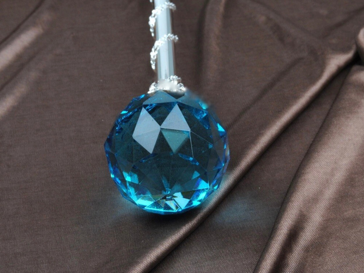 Sky Blue Crystal Scepter Wand for Spell Casting - Perfect for Wiccan Rituals, Cosplay & Fantasy Decor
