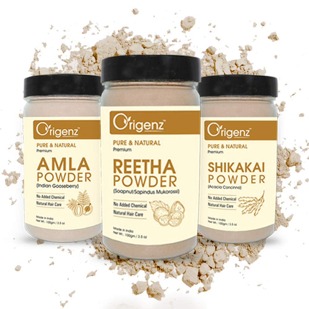 Origenz Reetha, Shikakai & Amla Powder Combo Pack - 300g Natural Hair Care for Healthy Scalp, Dandruff Control & Hair Growth | Ayurvedic Herbal Wash, Nourishing Mask with Indian Gooseberry | Perfect for Daily Hair Cleansing & Holistic Hair Treatment
