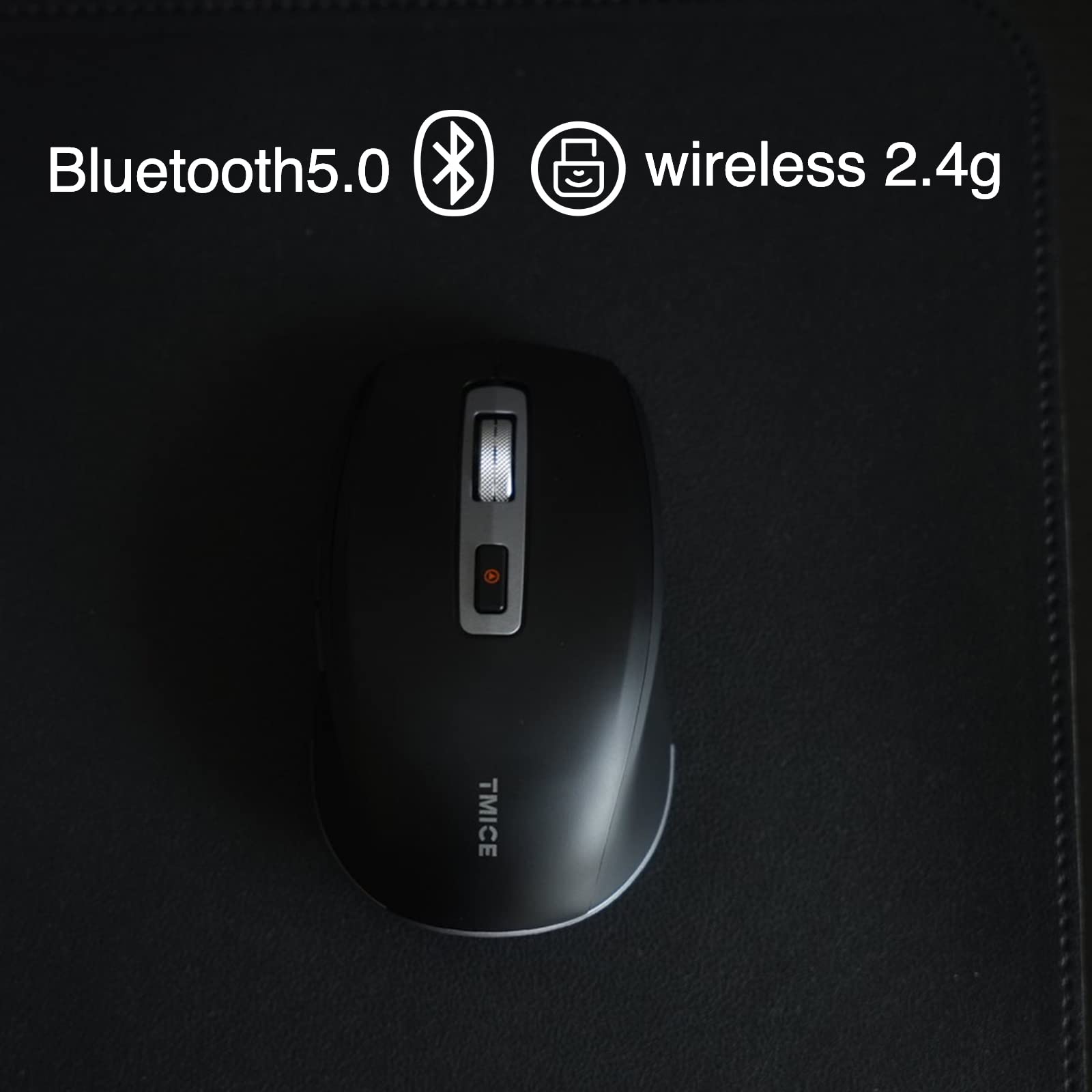 TMICE TKM01A Wireless Bluetooth Mouse & TikTok Controller - Dual Mode (Bluetooth 5.0/2.4GHz) for iPhone, iPad, iOS, Android, Windows - Perfect for Live Streaming, Gaming & Office Work - Black