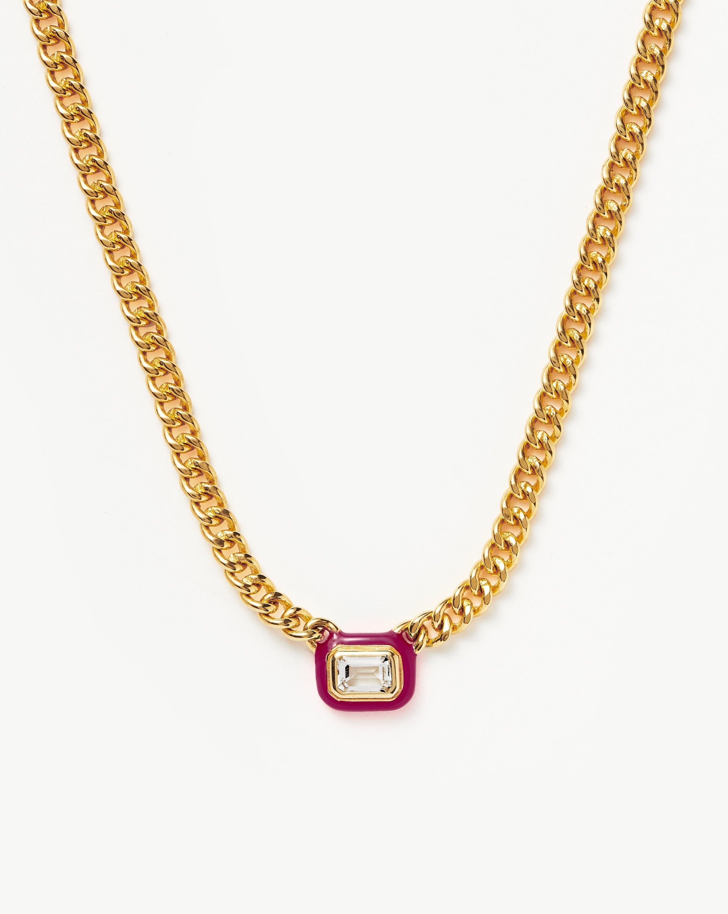 18K Gold Plated Floating Pendant Necklace with White Cubic Zirconia - Elegant Enamel & Stone Jewelry for Women | Perfect for Weddings, Parties & Everyday Wear