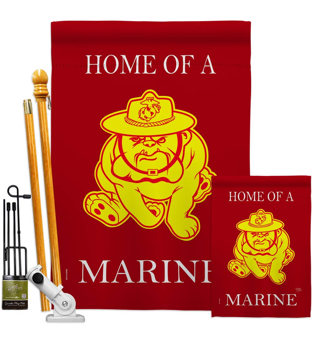 USMC Semper Fi Double-Sided Garden House Flag Kit - 28x40 Inch Patriotic Military Yard Banner for Marine Corps Veterans & Armed Forces Supporters - Made in USA - Perfect for Memorial Day, Veterans Day & Front Yard Decor