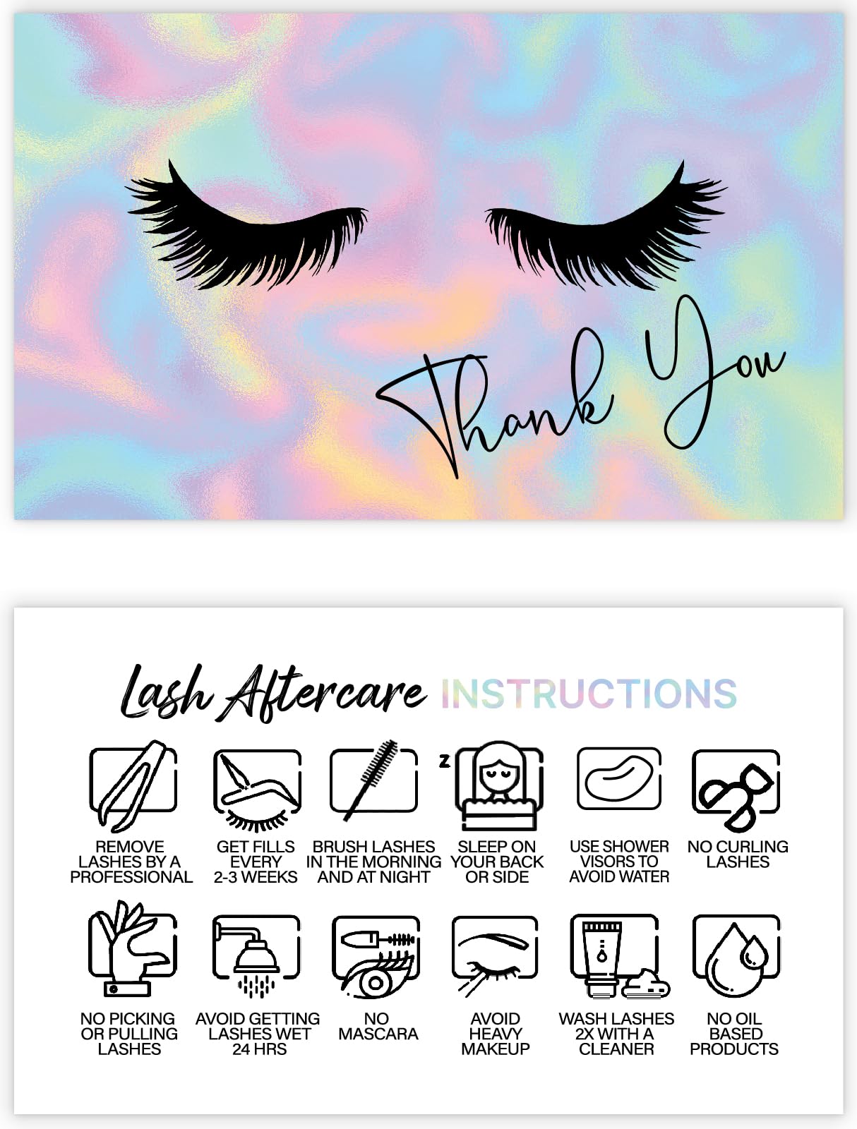 BRAWNA 50-Piece Lash Extension Thank You Cards Set - 3.5x2 Inch Loyalty Cards for Eyelash Extension Clients - Perfect for Lash Salons, Beauty Businesses & Client Appreciation Gifts