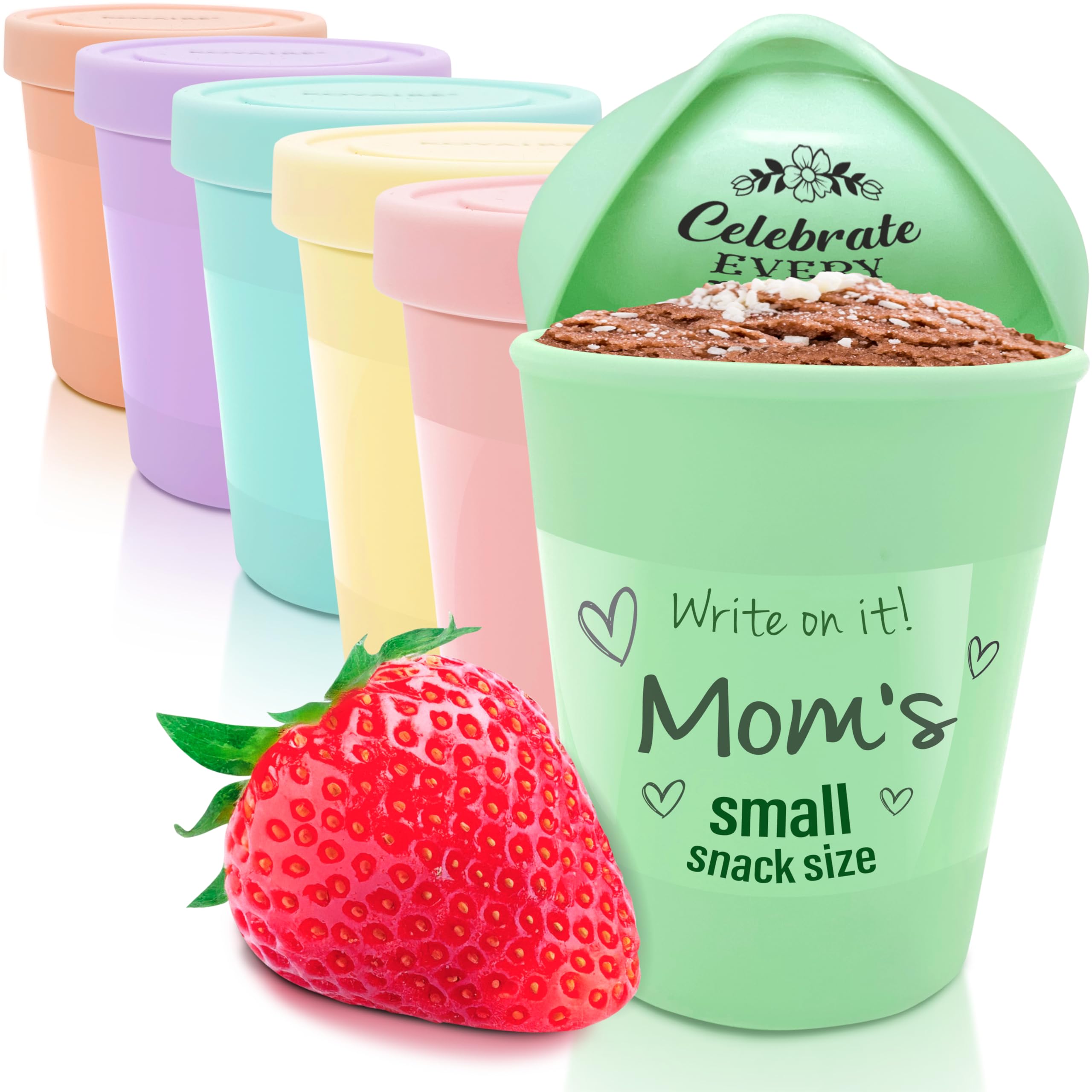 6-Pack 6 oz Airtight Portion Control Ice Cream Containers for Homemade Ice Cream - Single Serve Mini Freezer Cups with Lids for Adults - Perfect for Snack Size Storage, Meal Prep & Dessert Portioning