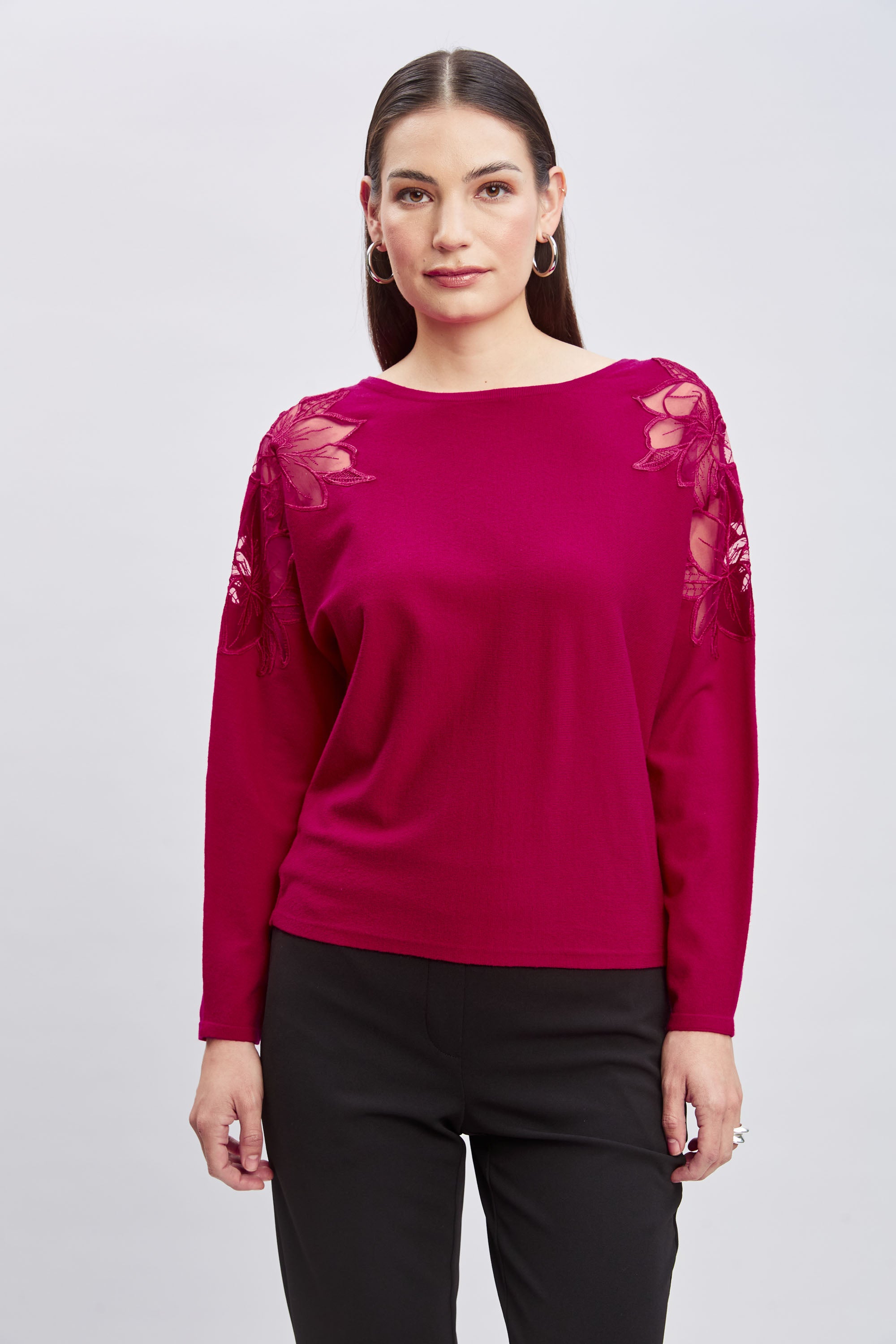 T Tahari Women's Chiffon Floral Shoulder Sweater - Lightweight Knit Cardigan for Spring & Summer - Perfect for Office, Date Night & Casual Outings