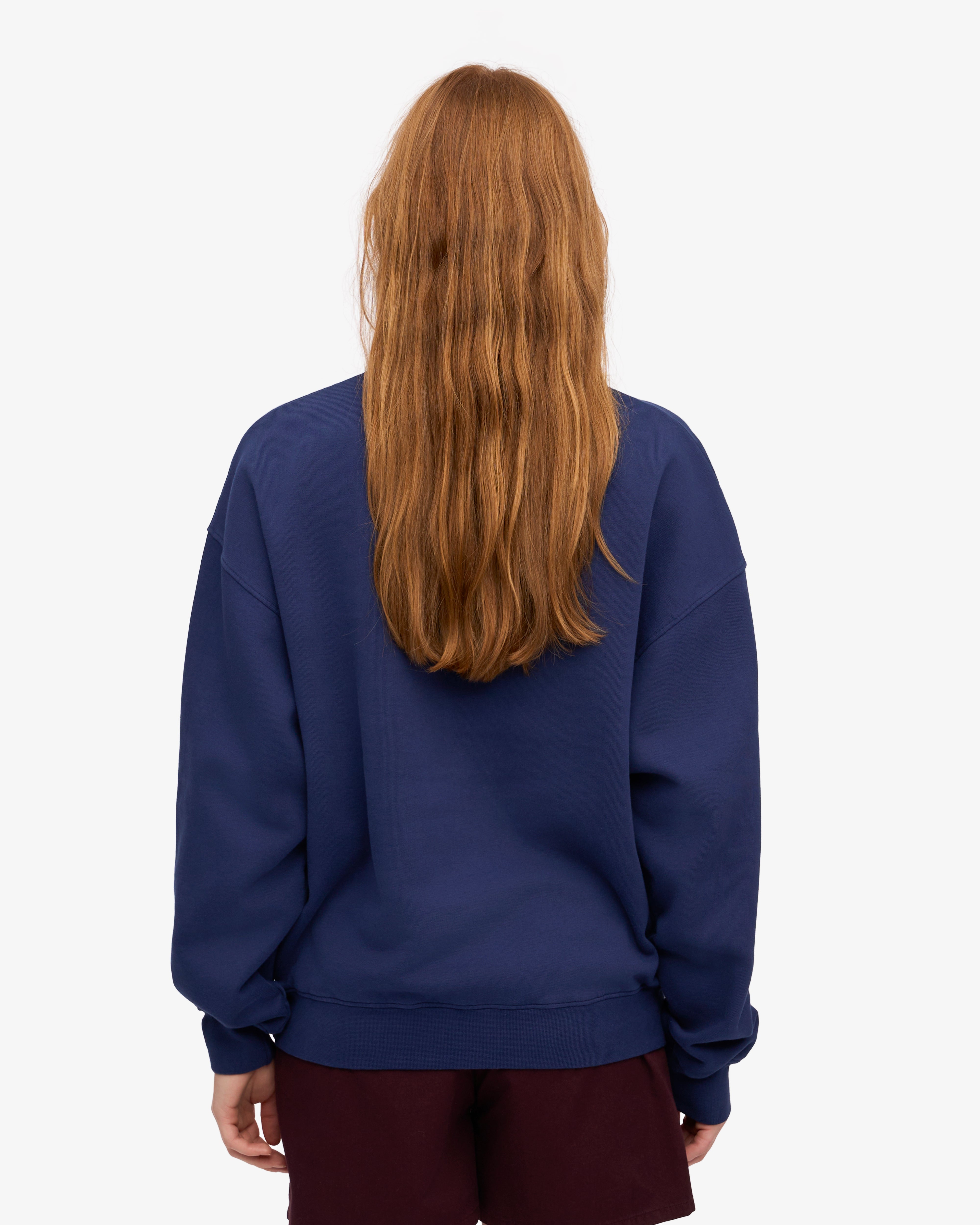 Organic Oversized Crewneck Sweatshirt for Women - Soft & Comfortable Marine Blue Pullover - Perfect for Casual Wear, Loungewear & Street Style