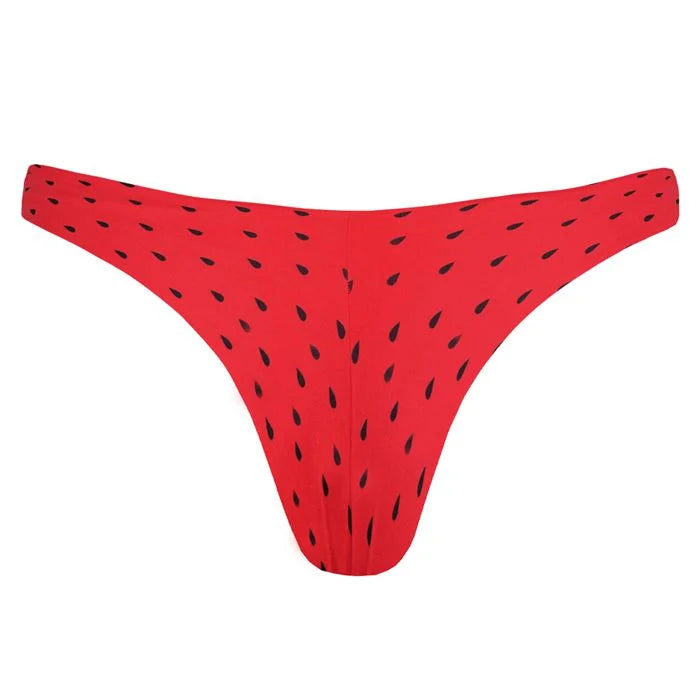 Brazilian Thong Bikini Bottom - Sexy Red Watermelon Print Swimwear for Women | Beach, Pool, Vacation & Summer Fashion