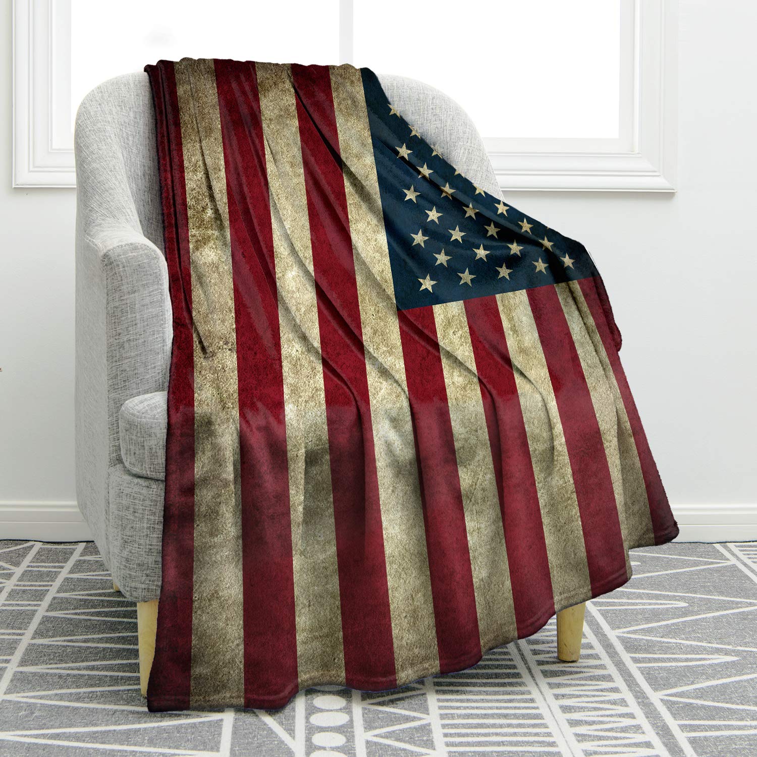 Jekeno American Flag Throw Blanket - Patriotic USA Flag Blanket for Men, Women, Kids & Adults - Soft Fleece Blanket for Christmas, Birthday, Independence Day Gifts - Perfect for Home Decor, Bed, Couch & Outdoor Picnics