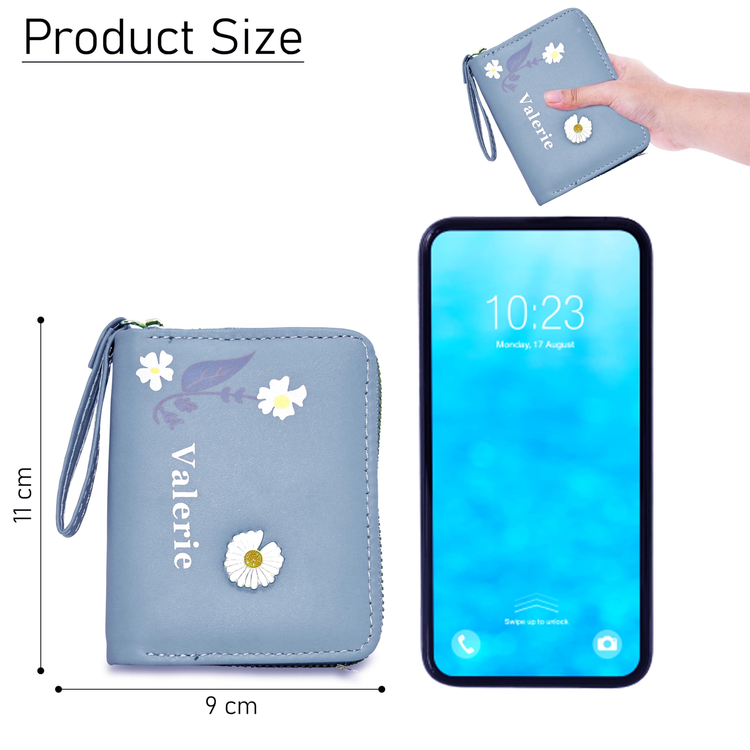 Women's Small Wallet - Slim Credit Card Holder with Zipper & Coin Purse - Secure Mini Wallet for Girls & Women (Blue) - Perfect for Travel, Everyday Use & Gift Giving