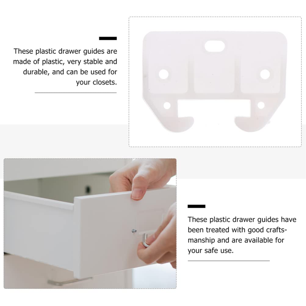 DOITOOL 20-Pack White Plastic Drawer Slides & Guide Brackets - Replacement Furniture Parts for Dressers, Cabinets & Storage Organizers - Smooth Gliding Drawer Guides for Home & Office Use