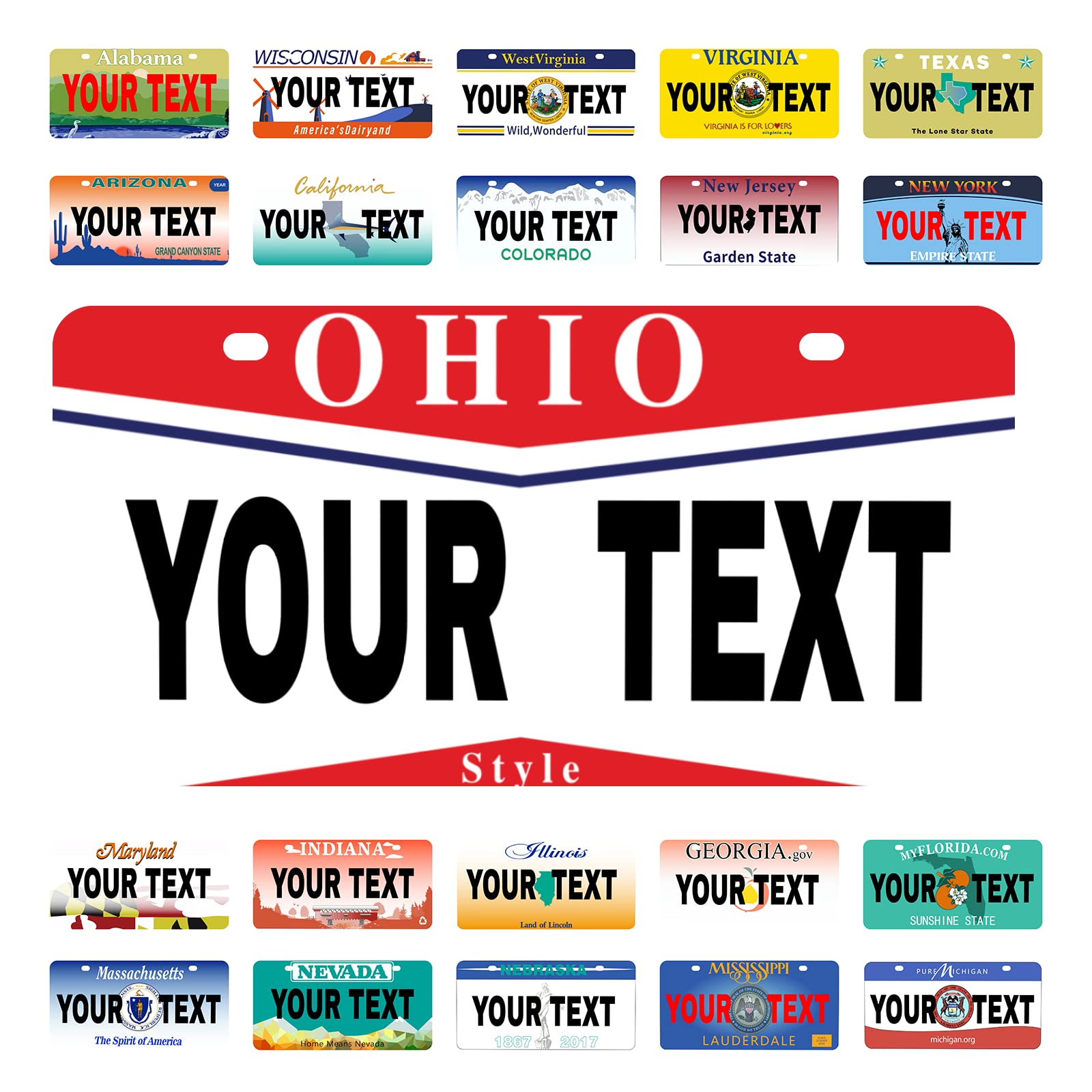 Custom Ohio Mini License Plate 6x3 Inch - Personalized Kids Toy Car, Bicycle, Scooter Accessory - Great for Golf Carts, Motorcycles & ATVs - Unique Gift Idea for Car Enthusiasts