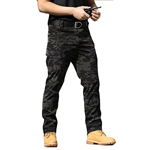 **Men's Waterproof Tactical Pants - Stretch Cargo Hiking Trousers with Water-Resistant Combat Design for Outdoor Adventures, Hunting & Camping**