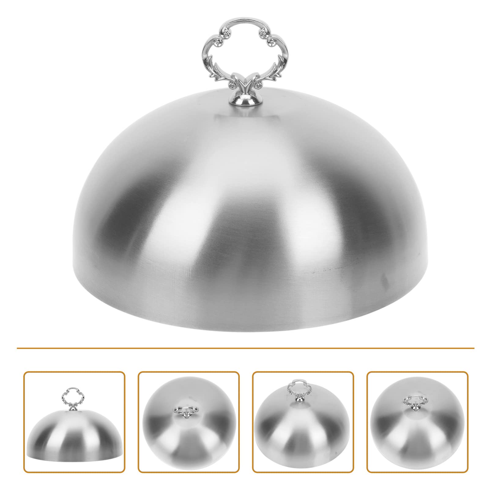 Stainless Steel Food Cover Dome - 20cm Cheese Melting Dome with Silver Flower Handle, Basting Cover for Cakes & Serving Dishes | Perfect for Restaurants, Bakeries & Home Kitchen Use