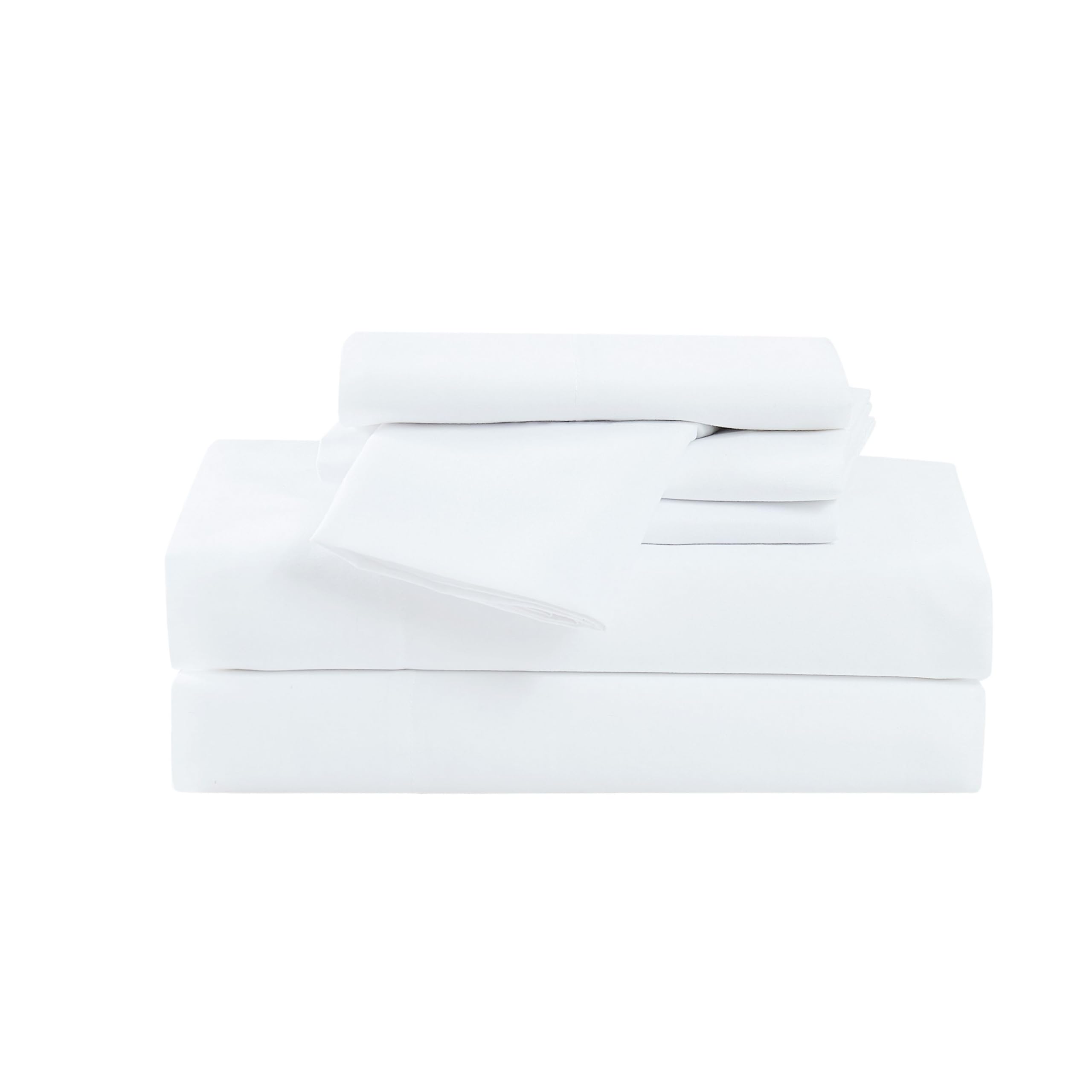 CANNON Heritage Solid White Polyester 7-Piece Split King Sheet Set - Oeko-TEX Certified Hypoallergenic Bedding for Men & Women - Perfect for Master Bedrooms, Guest Rooms & Luxury Hotels