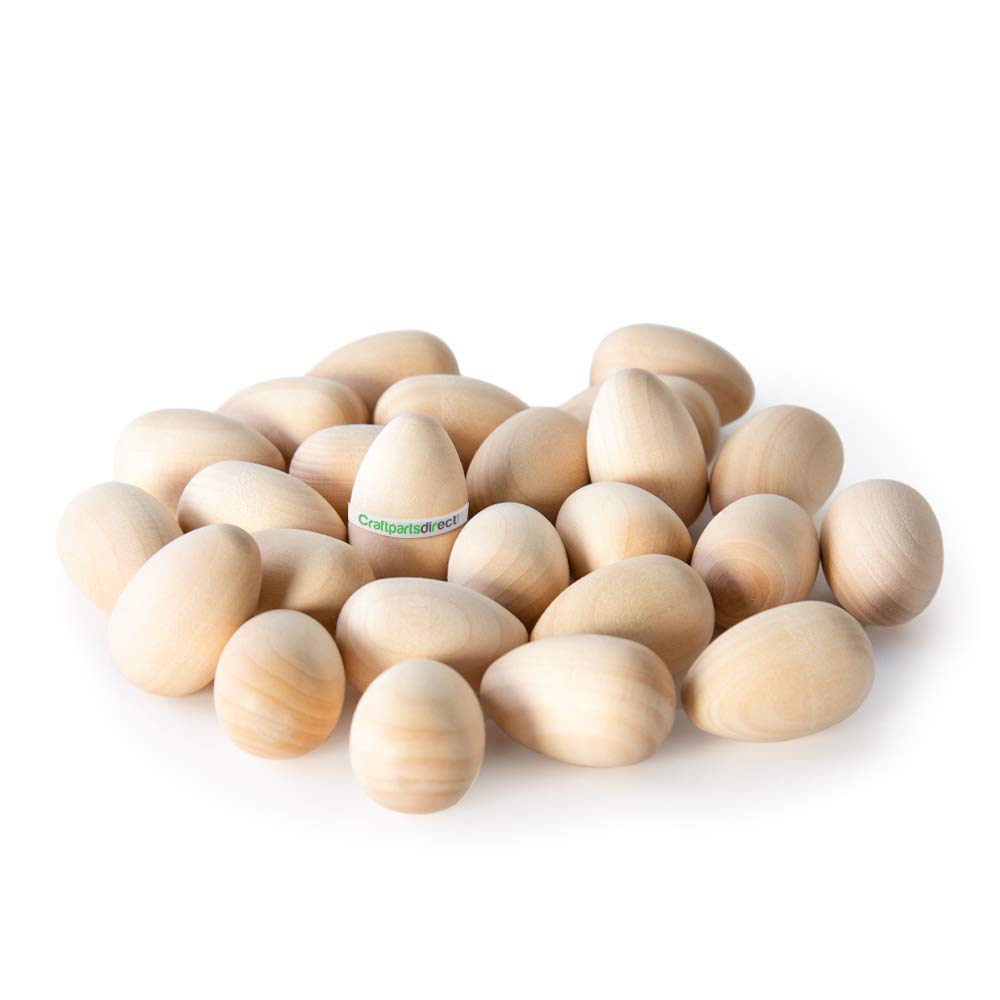 1-5/16 Inch Natural Wooden Robin Eggs for Easter Decorations - Unfinished Craft Wood Eggs for DIY Projects, Easter Egg Hunt & Spring Home Decor - Bag of 25 by CraftpartsDirect.com | Perfect for Easter Crafts, Table Centerpieces & Nursery Decorations