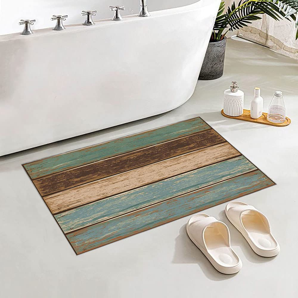 Rustic Old Barn Wood Doormat - Farmhouse Style Welcome Mat for Front Door, Indoor Outdoor Use in Cabin, Bathroom, Kitchen, Bedroom - Perfect for Country Homes and Cozy Spaces