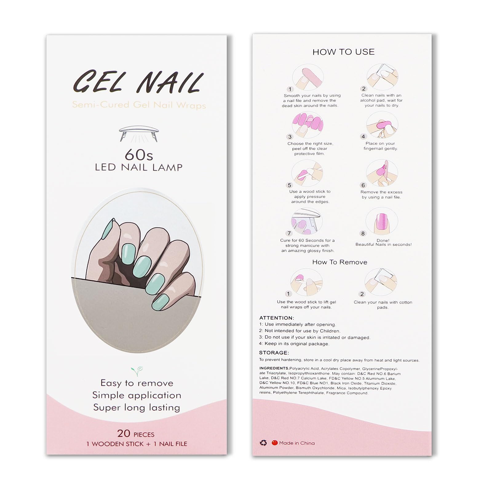 JMEOWIO Semi Cured Gel Nail Strips - Green Nail Stickers for DIY Nail Art, Salon Quality Nail Supplies & Decoration Accessories | Perfect for Home Manicures, Parties & Special Occasions