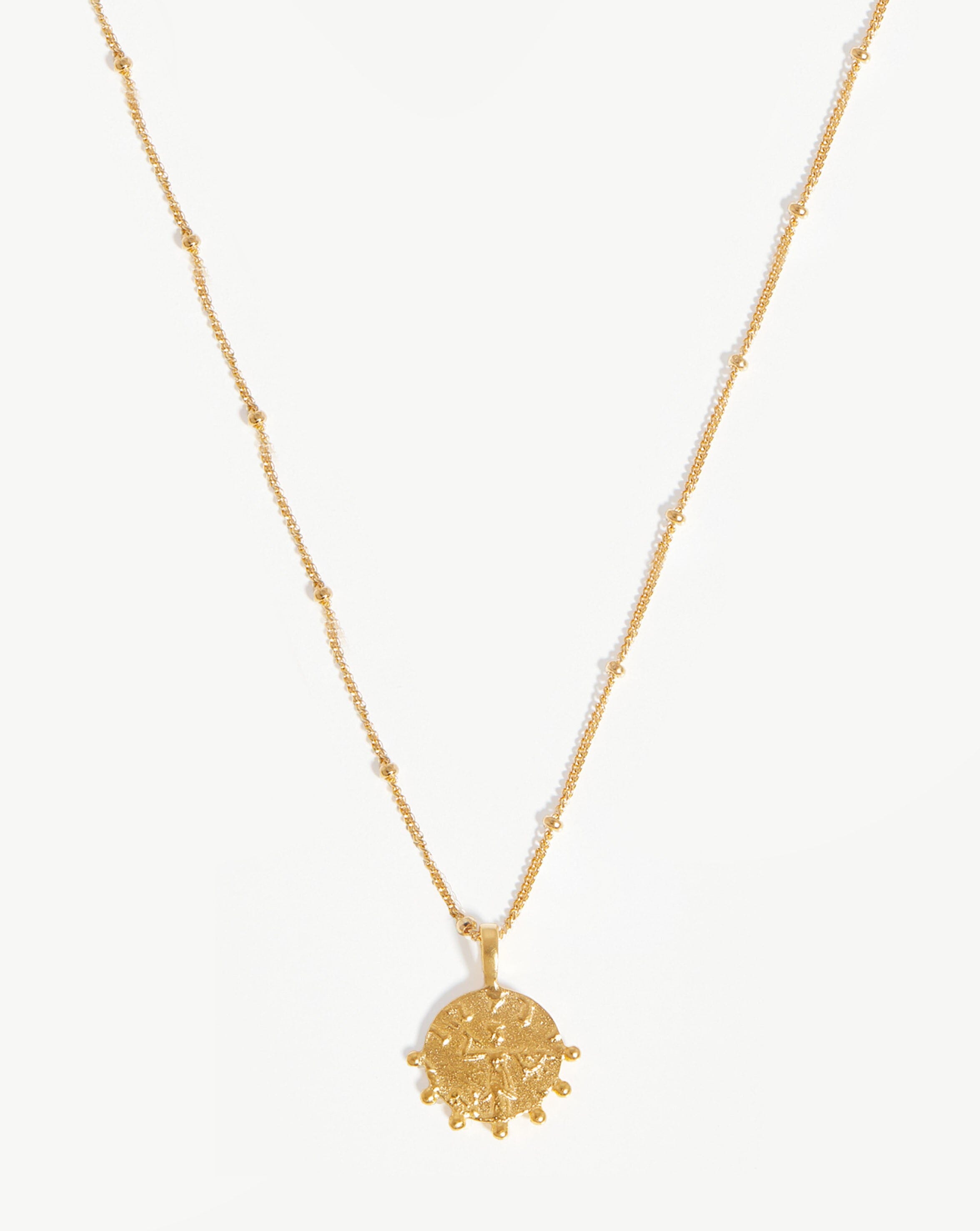 Lucy Williams Mini Beaded Coin Necklace - 18k Gold Vermeil Pendant for Women | Elegant Layering Jewelry, Perfect for Everyday Wear, Date Nights & Special Occasions