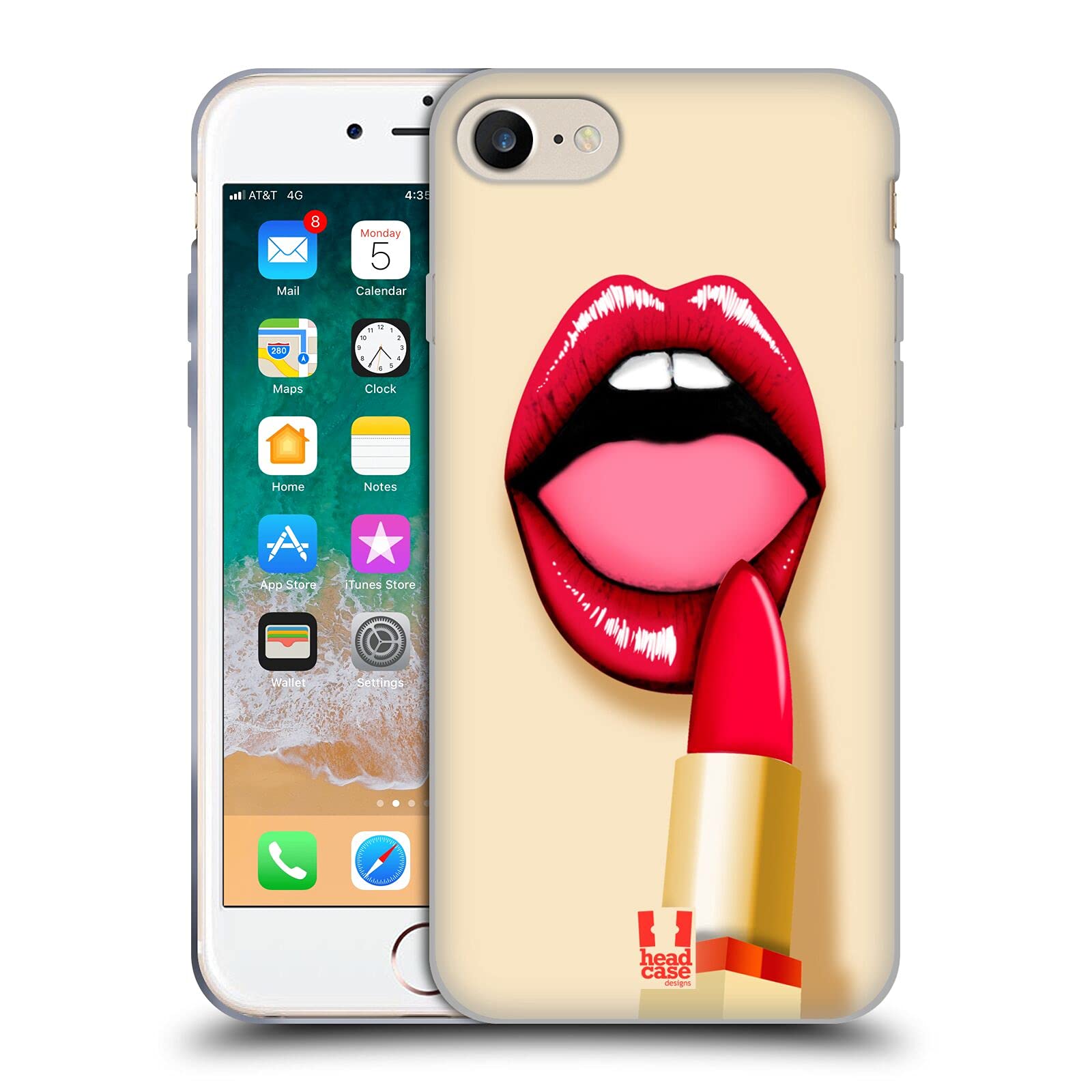 Head Case Designs Lipstick These Sexy Lips Soft Gel Phone Case - Compatible with Apple iPhone 7/8/SE (2020 & 2022 Models) - Cute & Stylish Protective Cover for Women - Perfect for Everyday Use, Selfies & Fashion Accessories