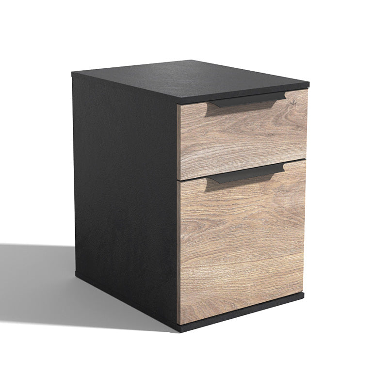 TRIBECA 2 Drawer Filing Pedestal Cabinet - Warm Oak & Black Finish | Office Storage Solution for Files & Documents | Perfect for Home & Business Workspaces