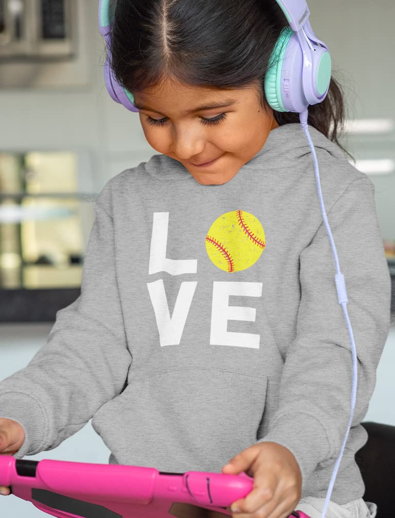 Tstars Love Softball Sweatshirt Hoodie for Kids Girls - Cute Baseball Gifts for Game Fans & Team Players - Perfect for Practice, Games & School Spirit